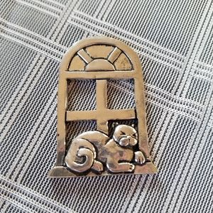 Basic Spirit Small Vintage Pewter Cat Decor